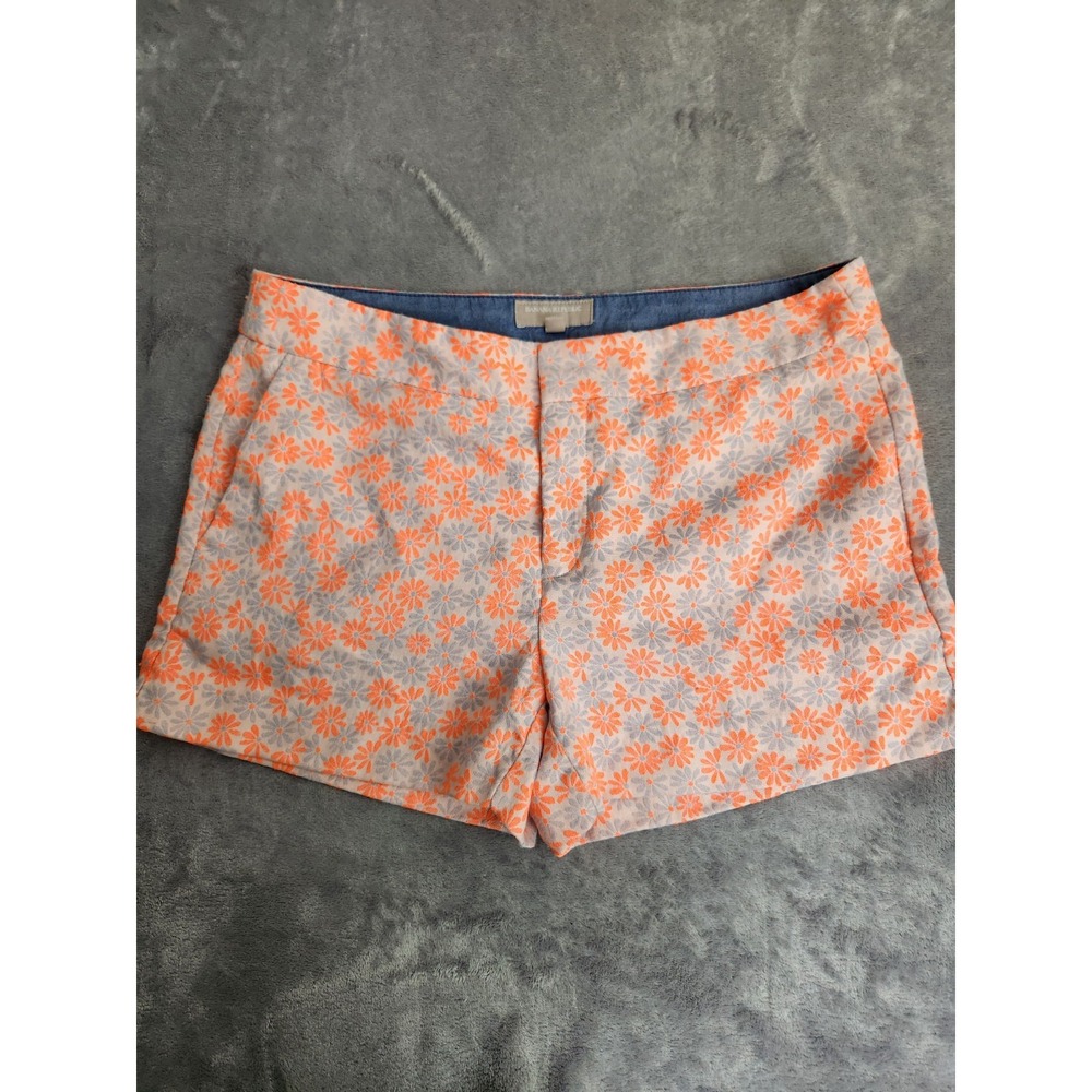 BANANA REPUBLIC Shorts Hampton Fit White Purple Orange Floral 10 Womens
